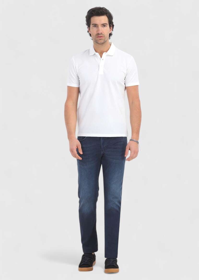 White Polo Neck T-Shirt - 1