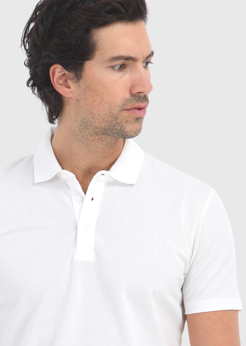 White Polo Neck T-Shirt - 3