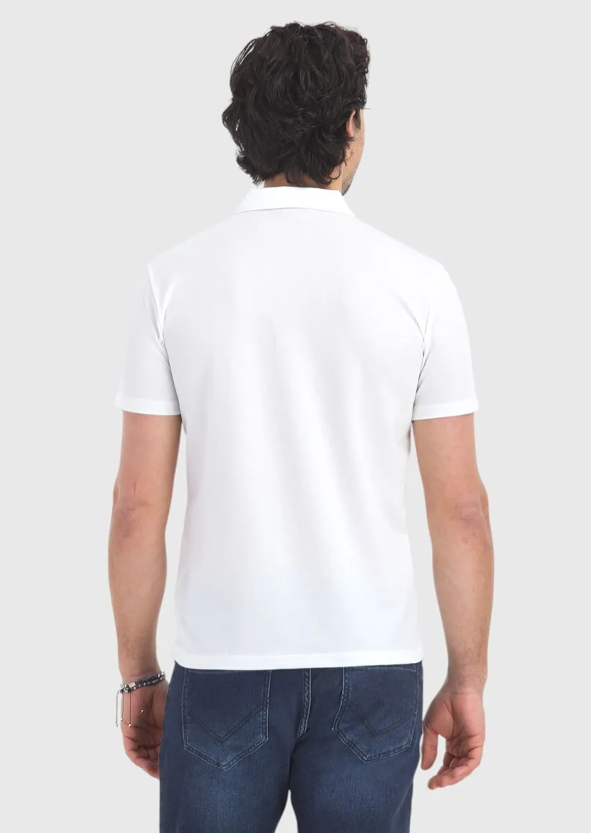 White Polo Neck T-Shirt - 4