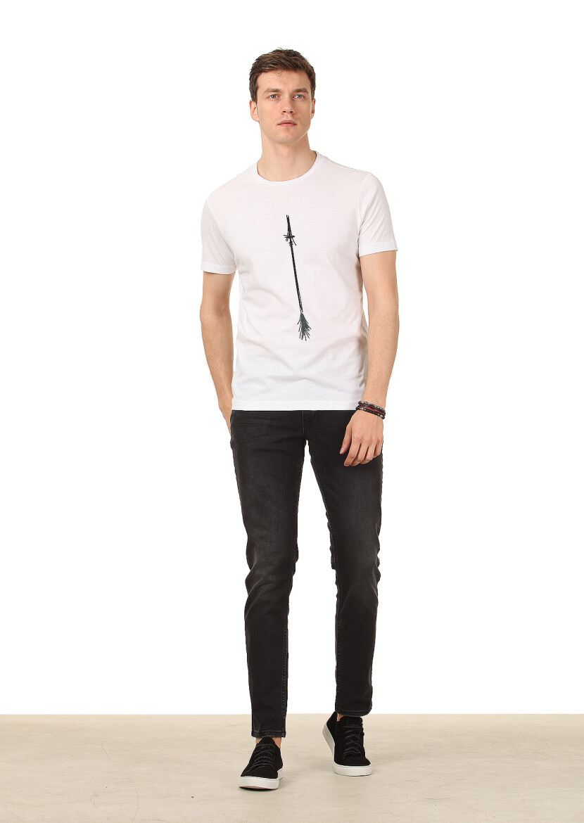 White Printed 100% Cotton T-Shirt - 3