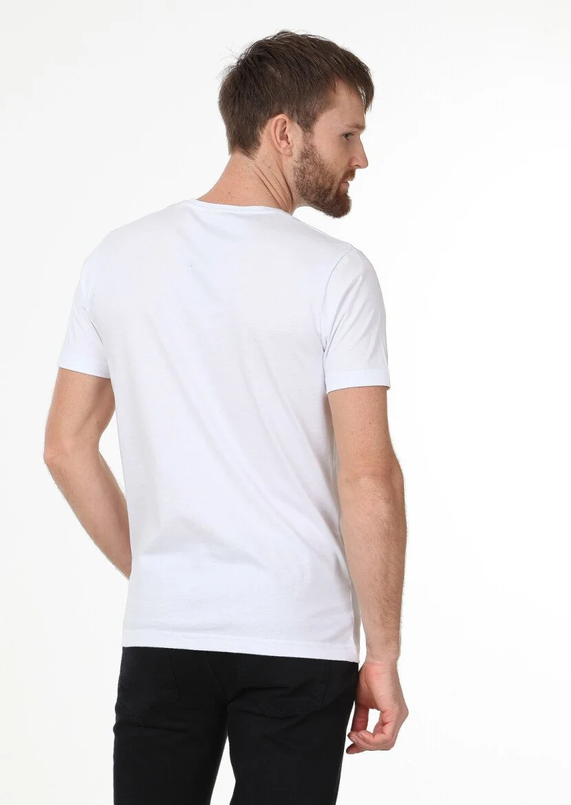 White Printed 100% Cotton T-Shirt - 4