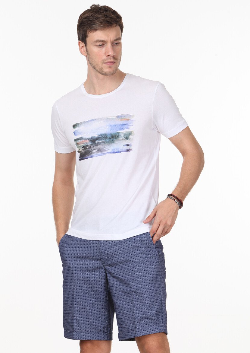 White Printed 100% Cotton T-Shirt - 2