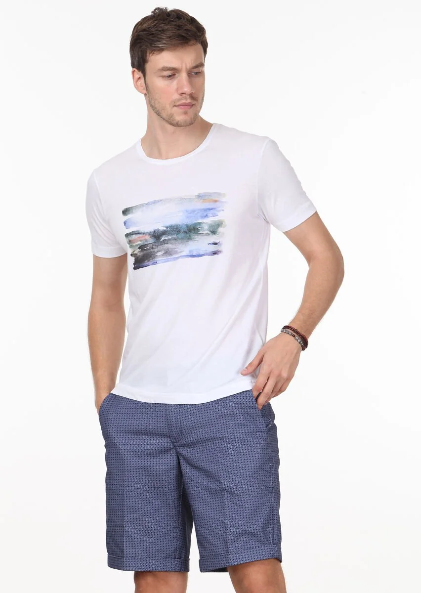 White Printed 100% Cotton T-Shirt - 2