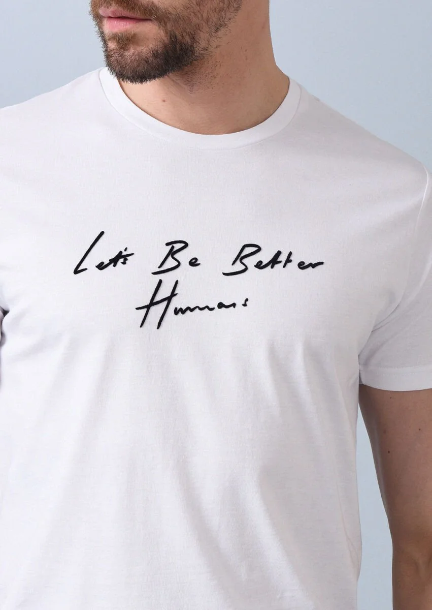 White Printed 100% Cotton T-Shirt - 3
