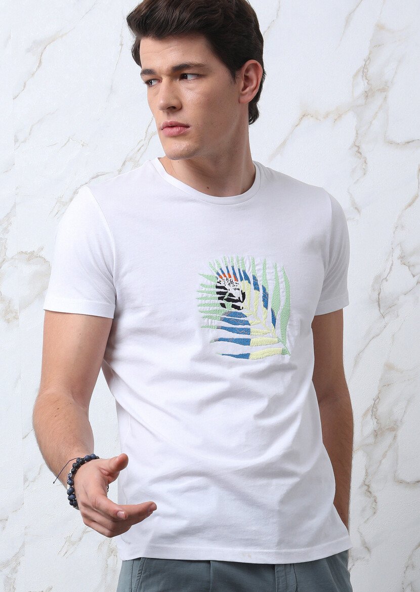 White Printed 100% Cotton T-Shirt - 3