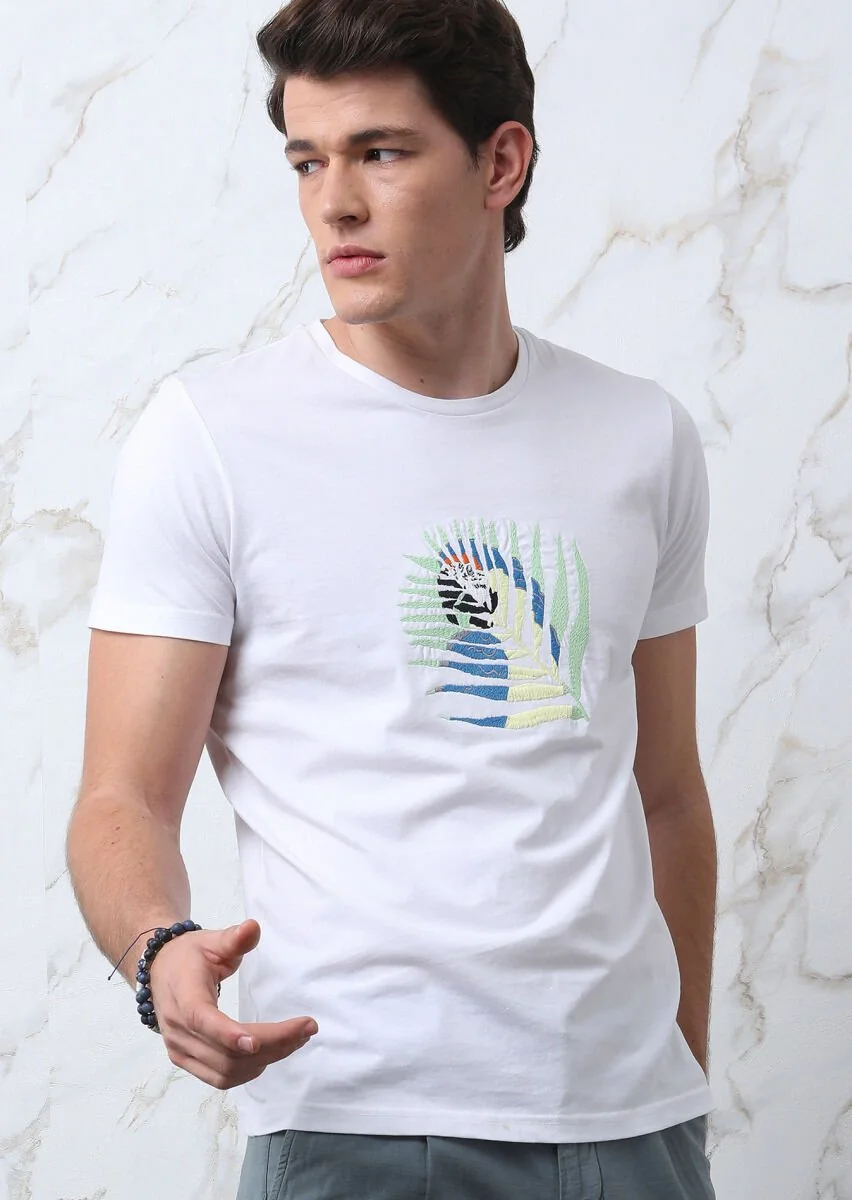 White Printed 100% Cotton T-Shirt - 3