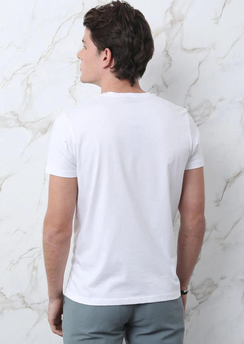 White Printed 100% Cotton T-Shirt - 5