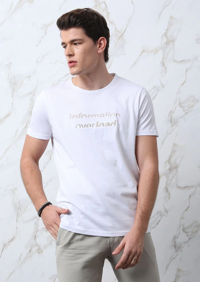 White Printed 100% Cotton T-Shirt - 1
