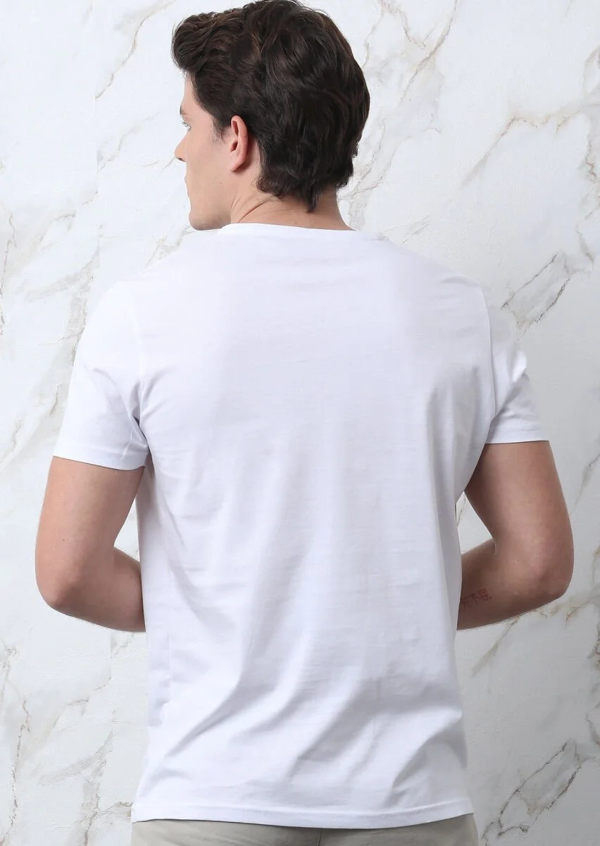 White Printed 100% Cotton T-Shirt - 5