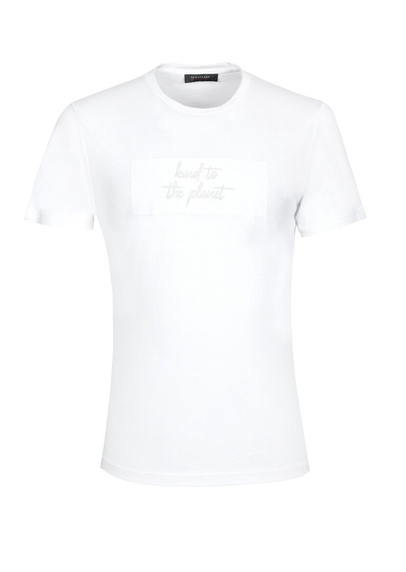 White Printed 100% Cotton T-Shirt - 6