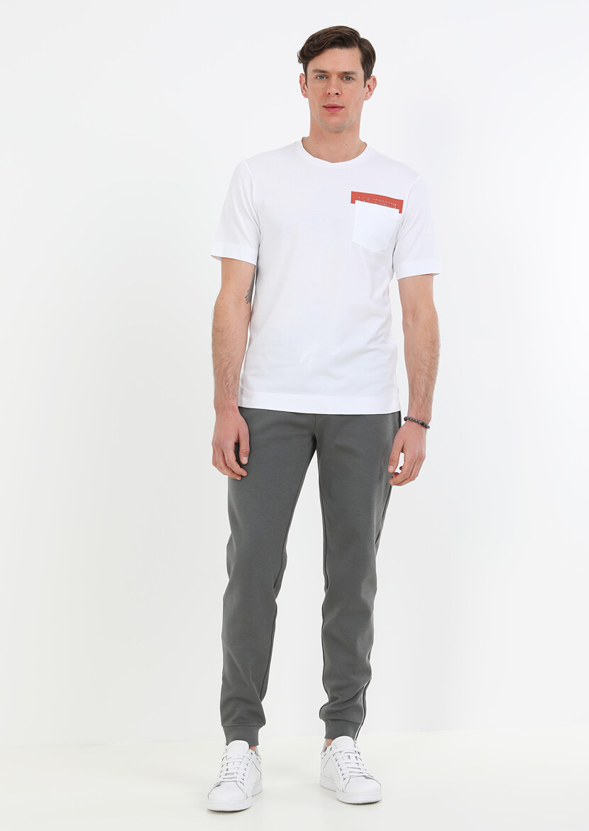 White Printed Crew Neck 100% Cotton T-Shirt - 2
