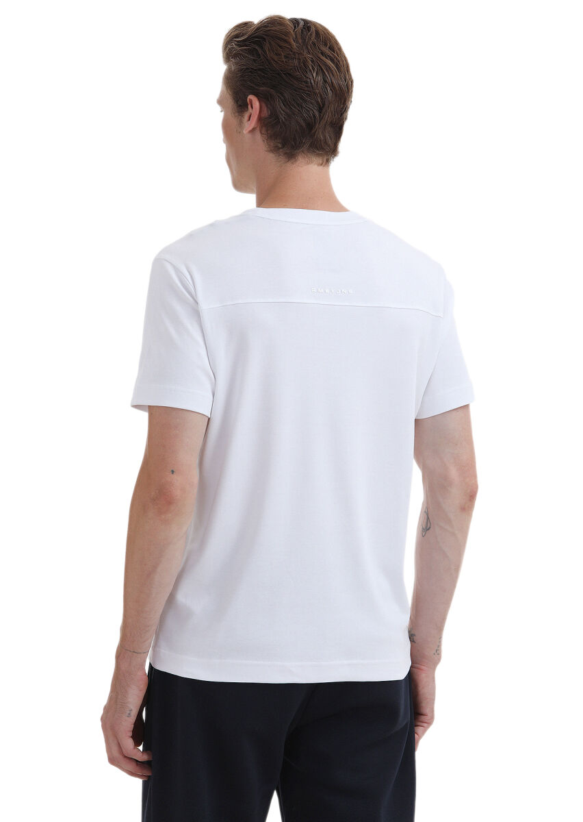 White Printed Crew Neck 100% Cotton T-Shirt - 6