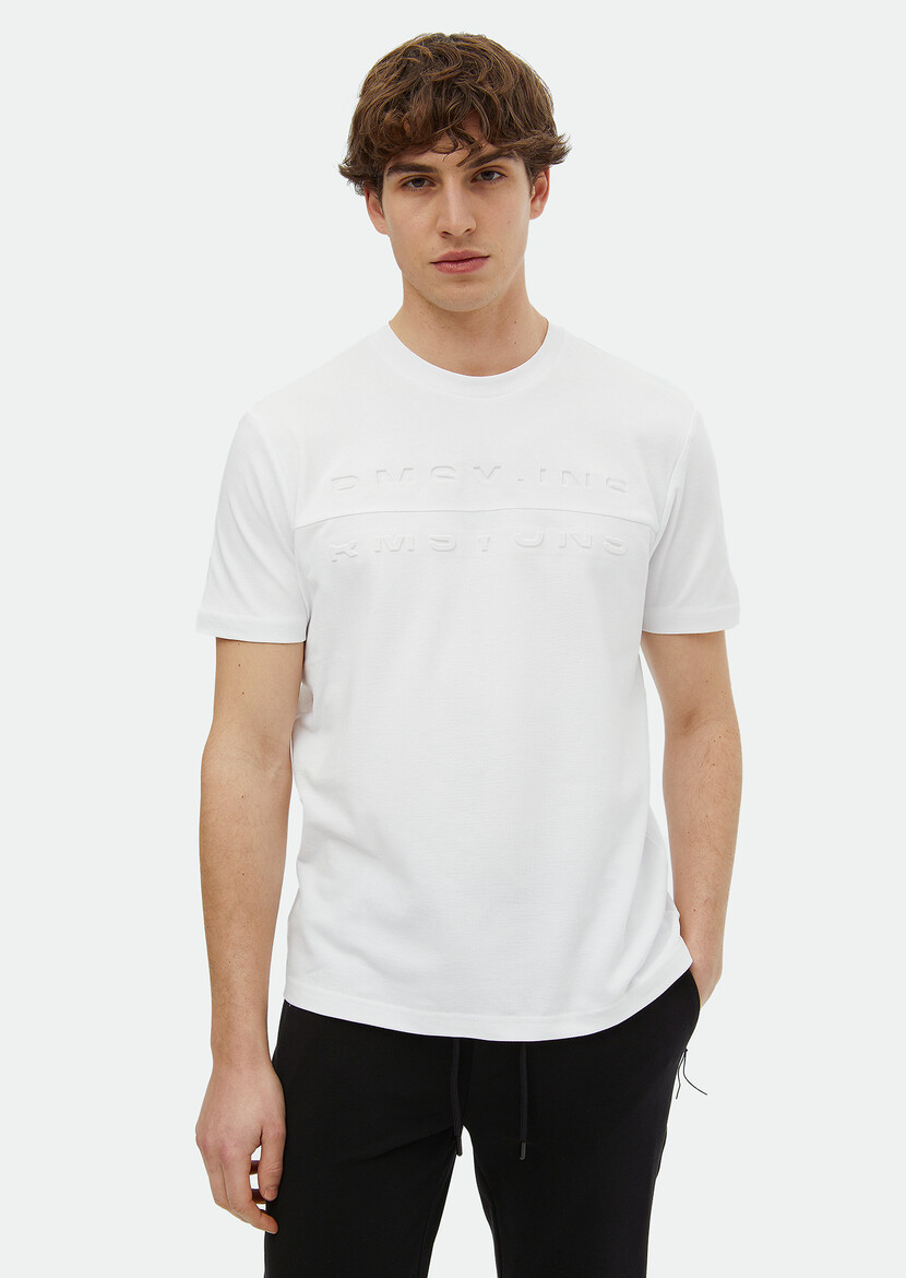 White Printed Crew Neck 100% Cotton T-Shirt 