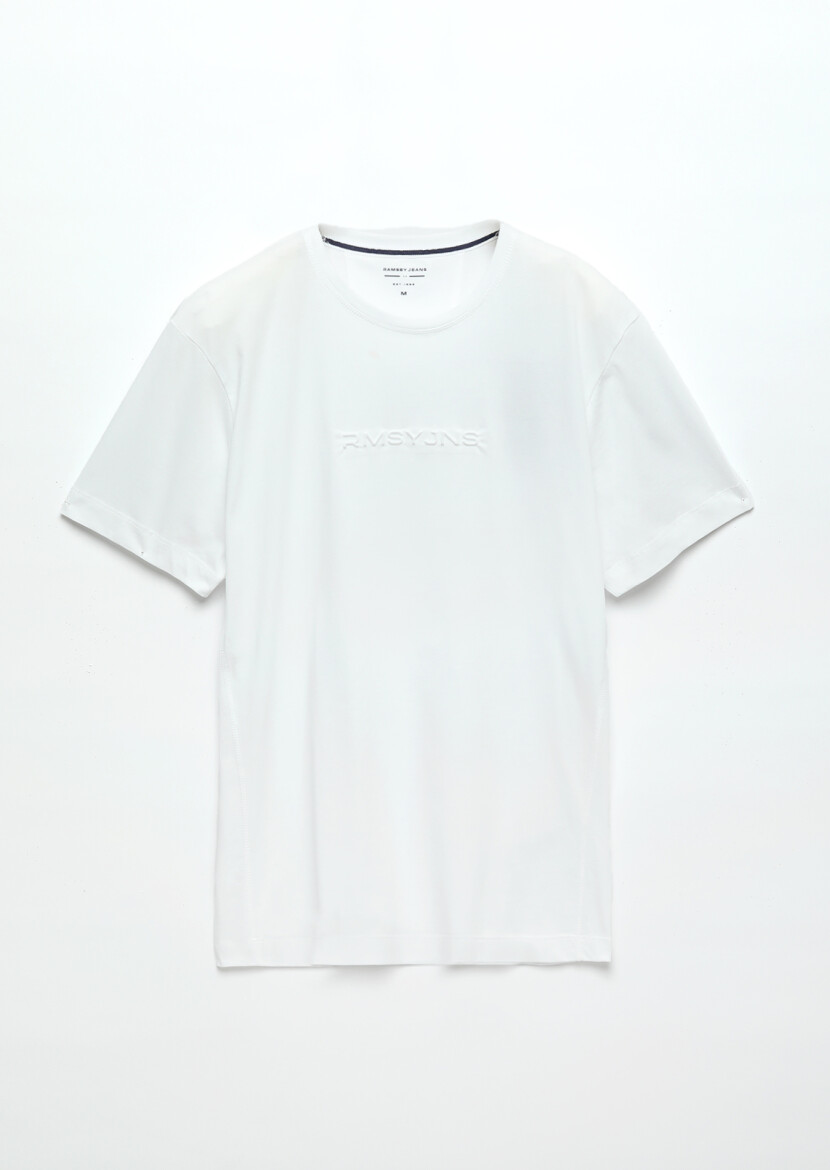 White Printed Crew Neck 100% Cotton T-Shirt - 6