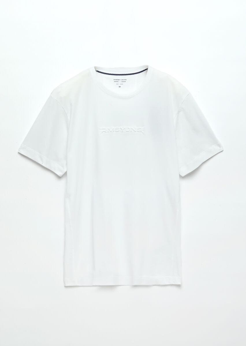 White Printed Crew Neck 100% Cotton T-Shirt - 6