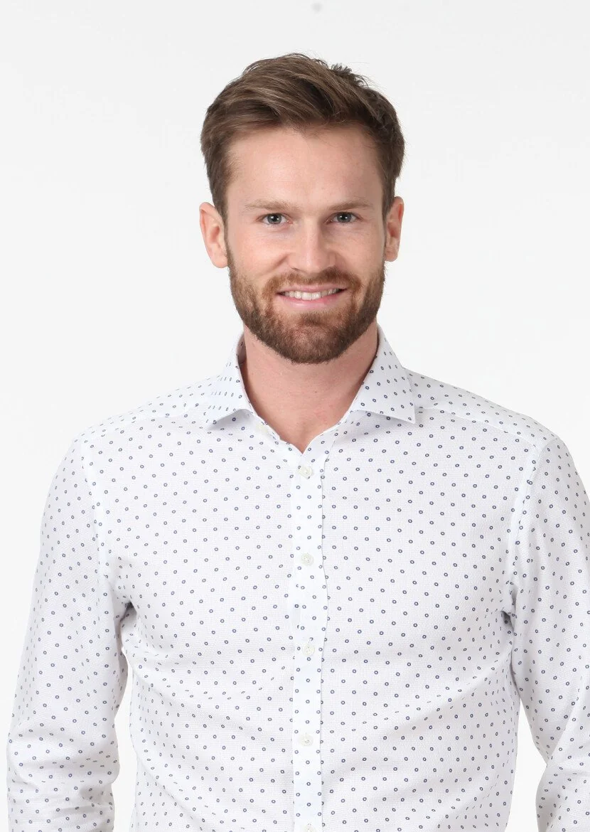 White Printed Slim Fit Weaving Classical 100% Cotton Shirt - 3