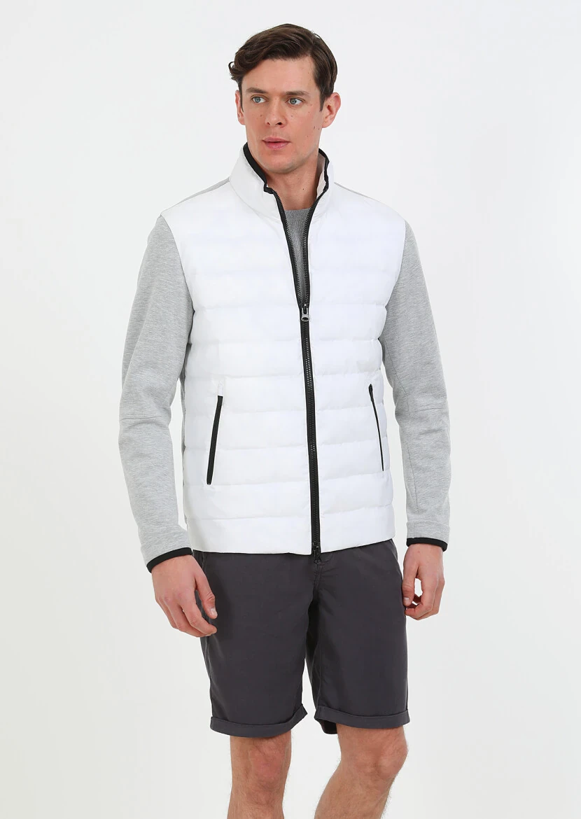White Puffer Weaving Coat - 2