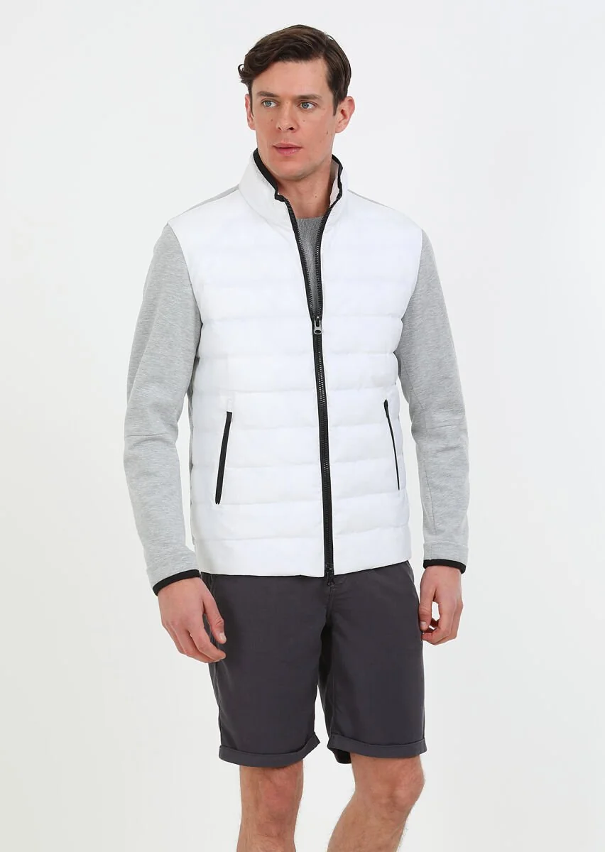 White Puffer Weaving Coat - 2