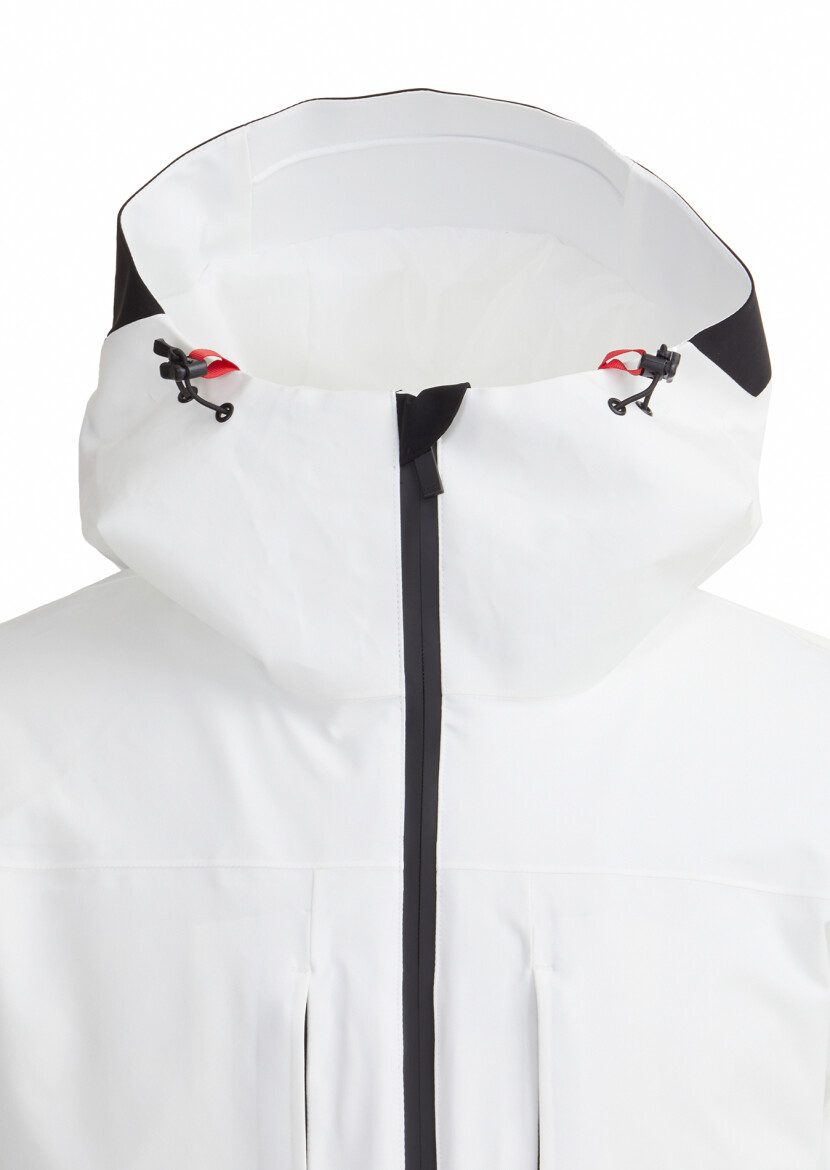 White Regular Fit Hooded Casual Weaving Coat 