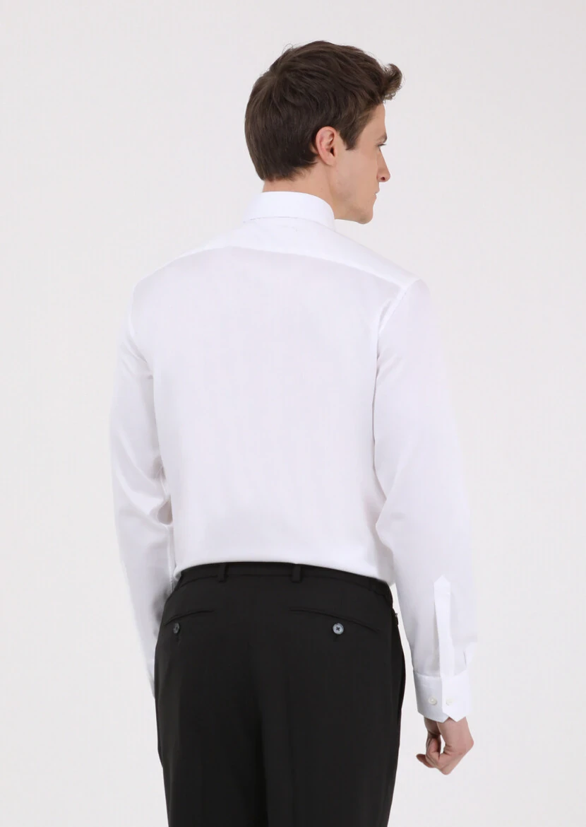 White Regular Fit Non Iron Weaving Classical 100% Cotton Shirt - 5