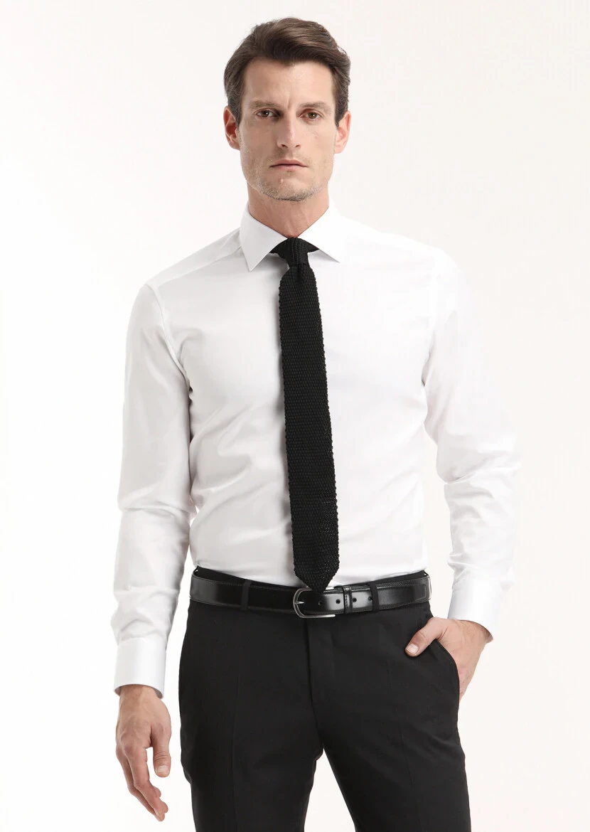 White Regular Fit Non Iron Weaving Classical 100% Cotton Shirt - 2