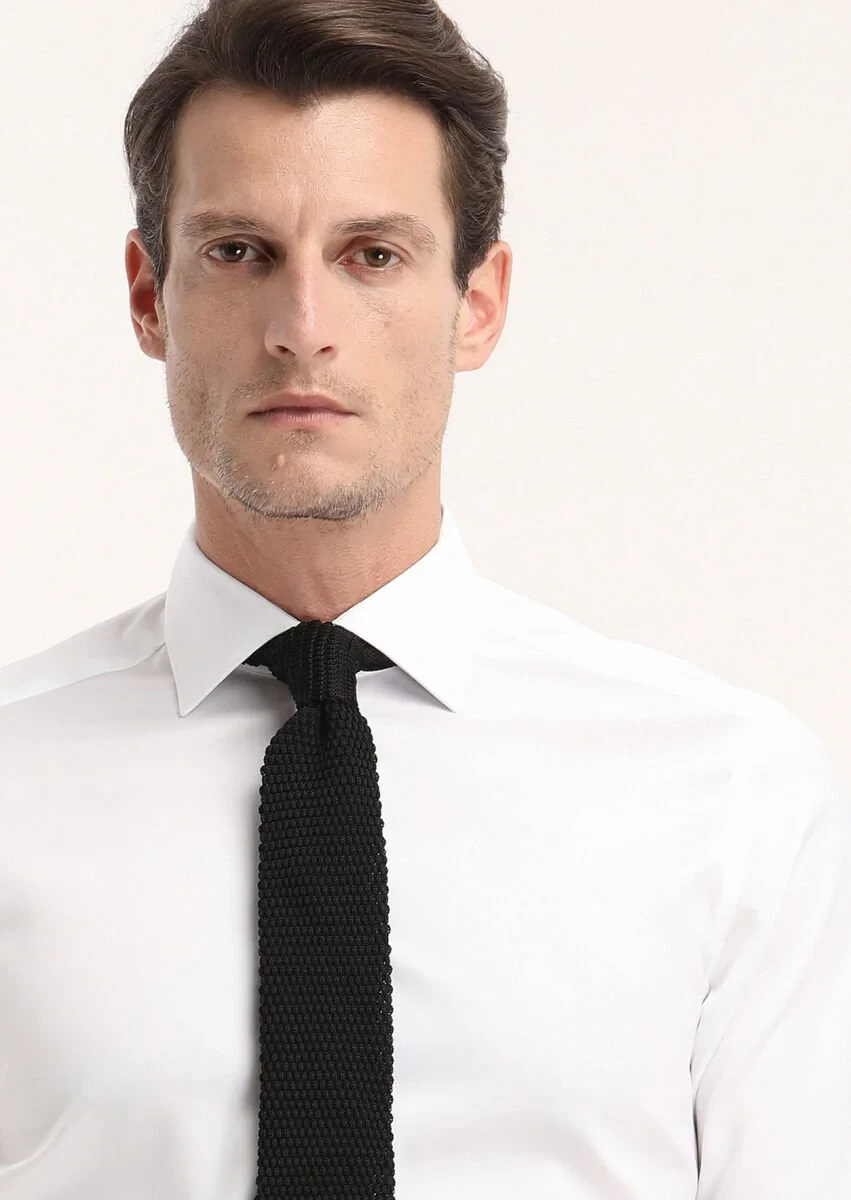 White Regular Fit Non Iron Weaving Classical 100% Cotton Shirt - 3