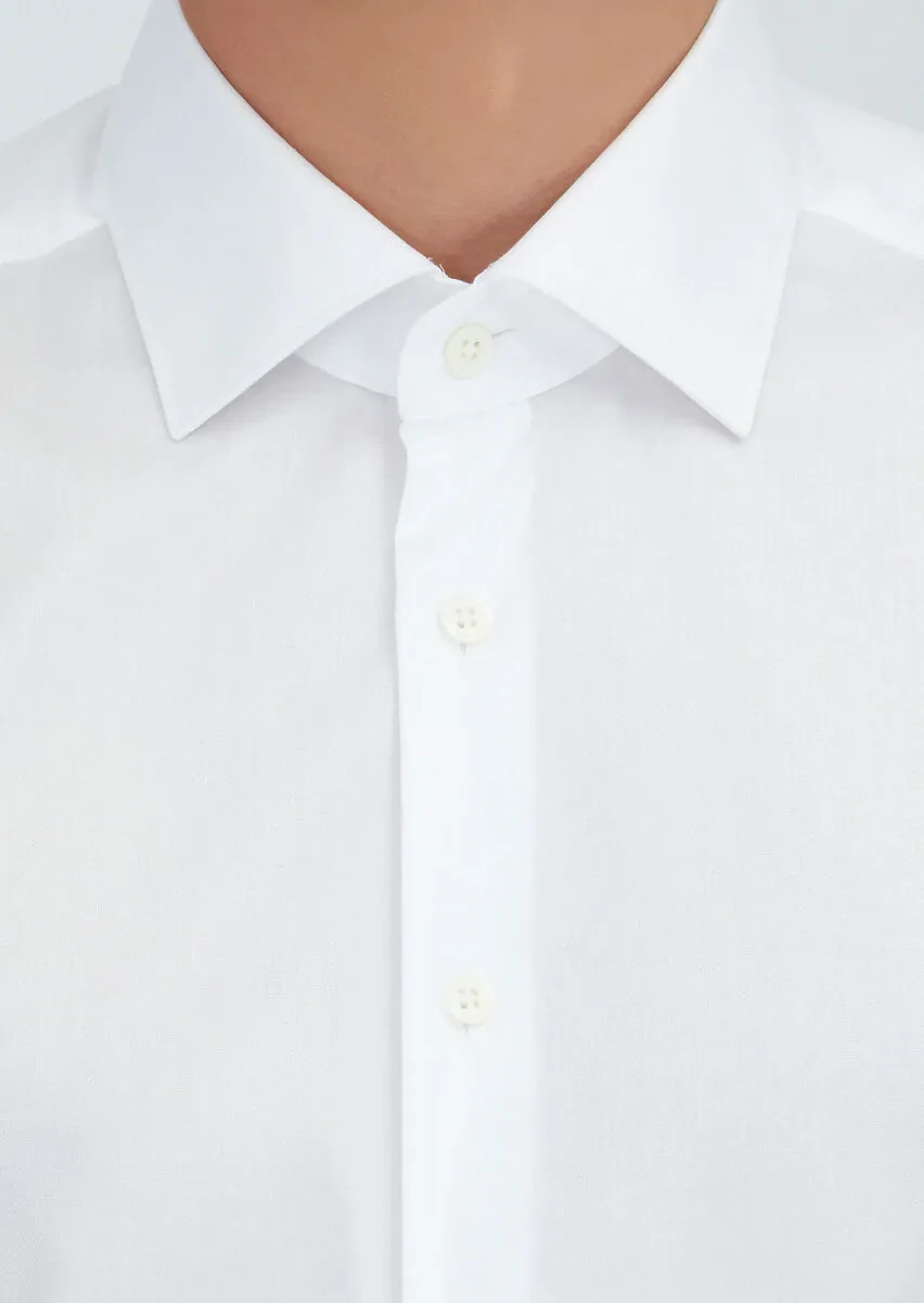 White Regular Fit Non Iron Weaving Classical 100% Cotton Shirt - 4