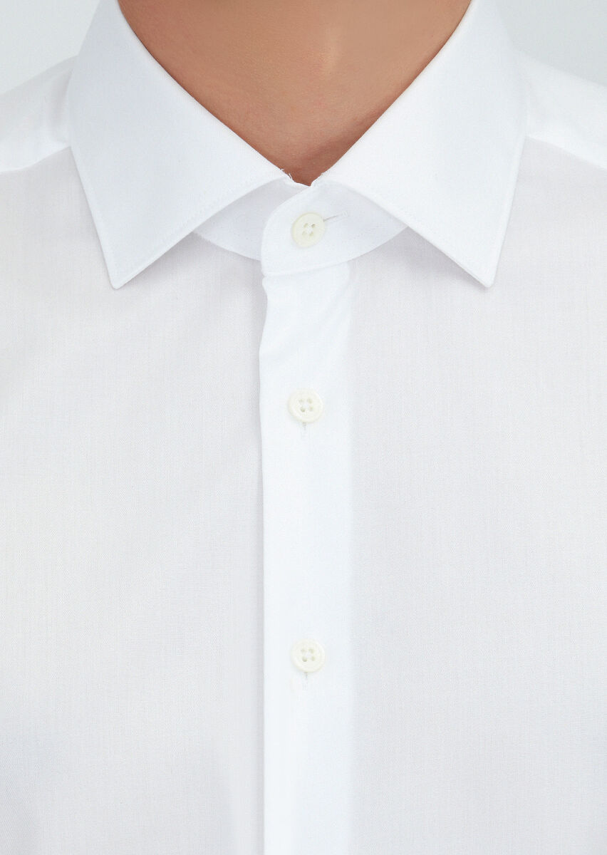 White Regular Fit Non Iron Weaving Classical 100% Cotton Shirt - 4