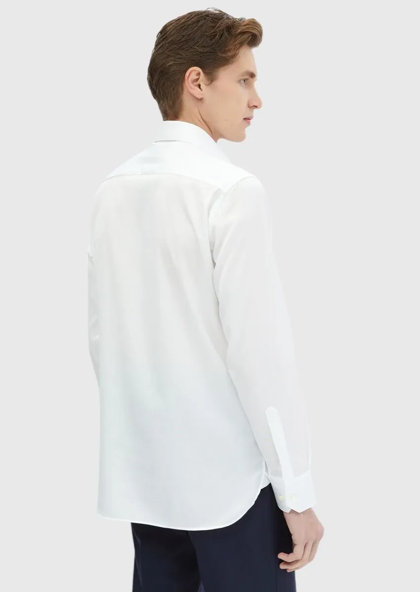 White Regular Fit Non Iron Weaving Classical 100% Cotton Shirt - 5