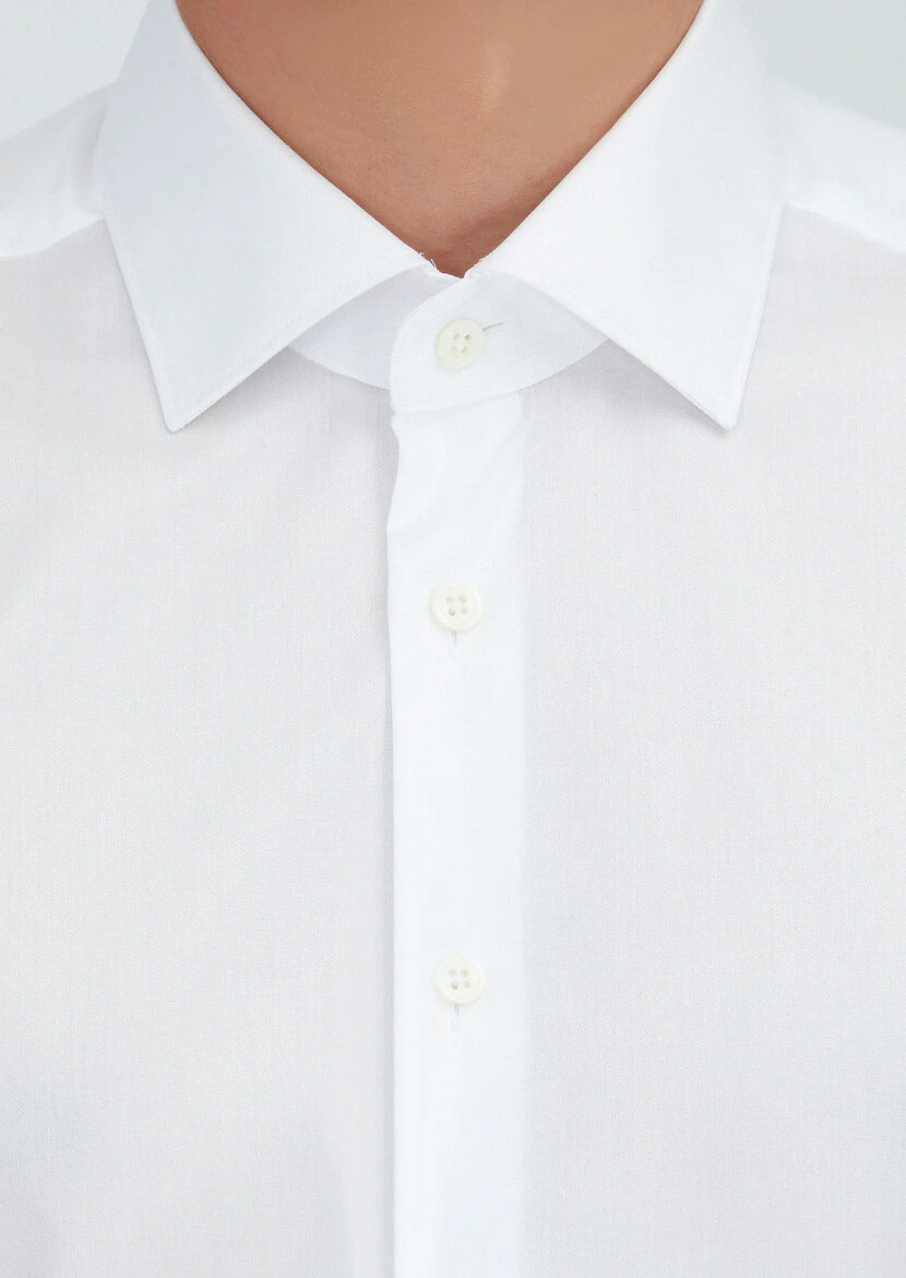 White Regular Fit Non Iron Weaving Classical 100% Cotton Shirt - 4