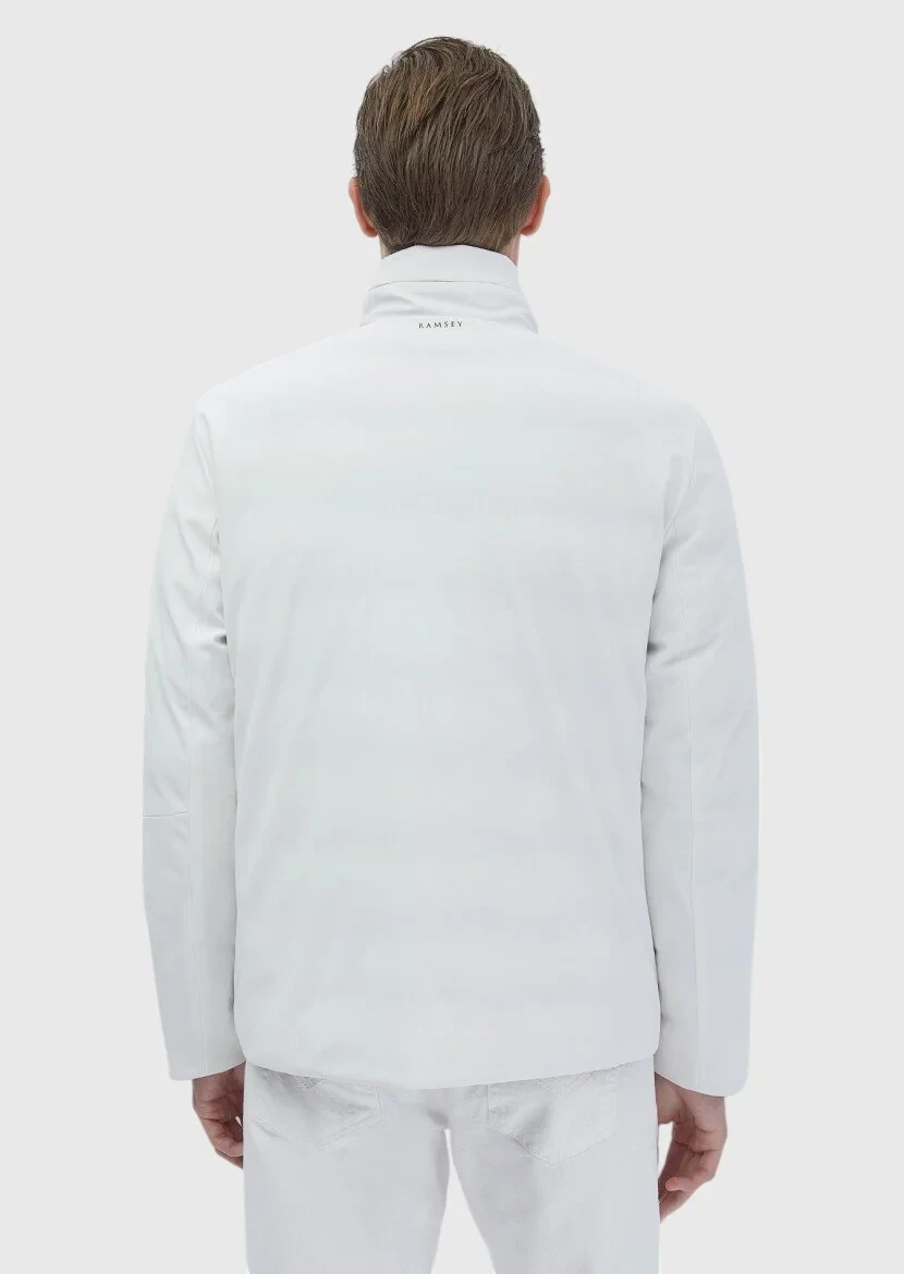 White Regular Fit Turtleneck Casual Weaving Double-Sided Coat - 9