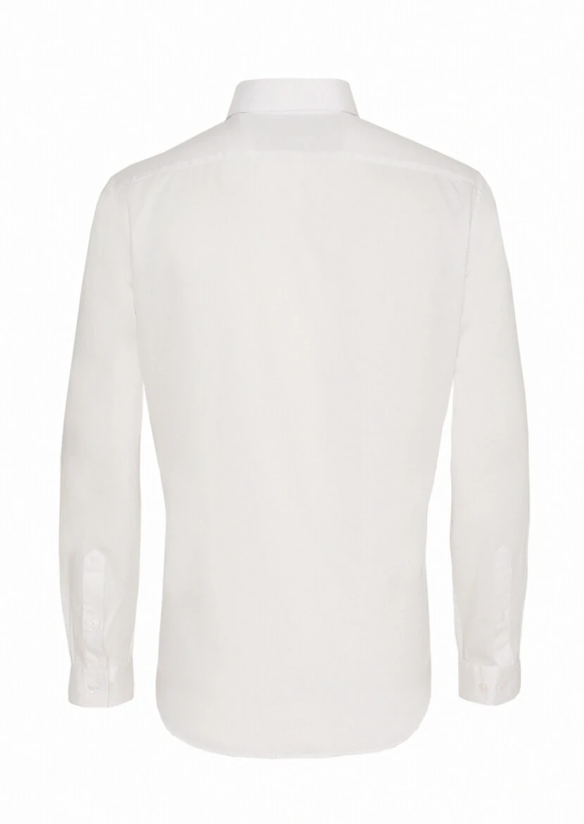 White Regular Fit Weaving Casual Cotton Blended Shirt - 5