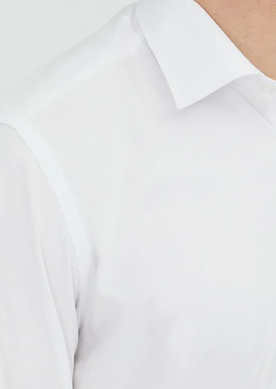 White Regular Fit Weaving Classical 100% Cotton Shirt - 3