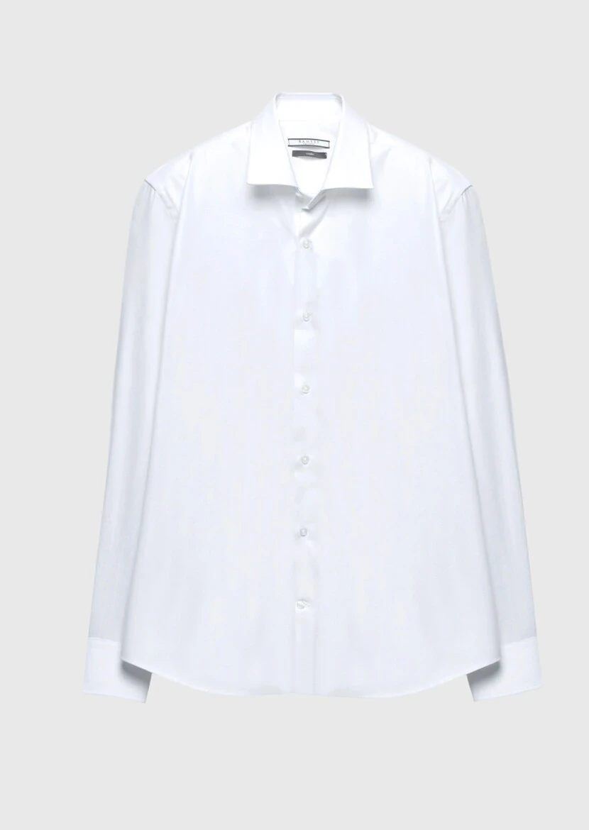 White Regular Fit Weaving Classical 100% Cotton Shirt - RAMSEY