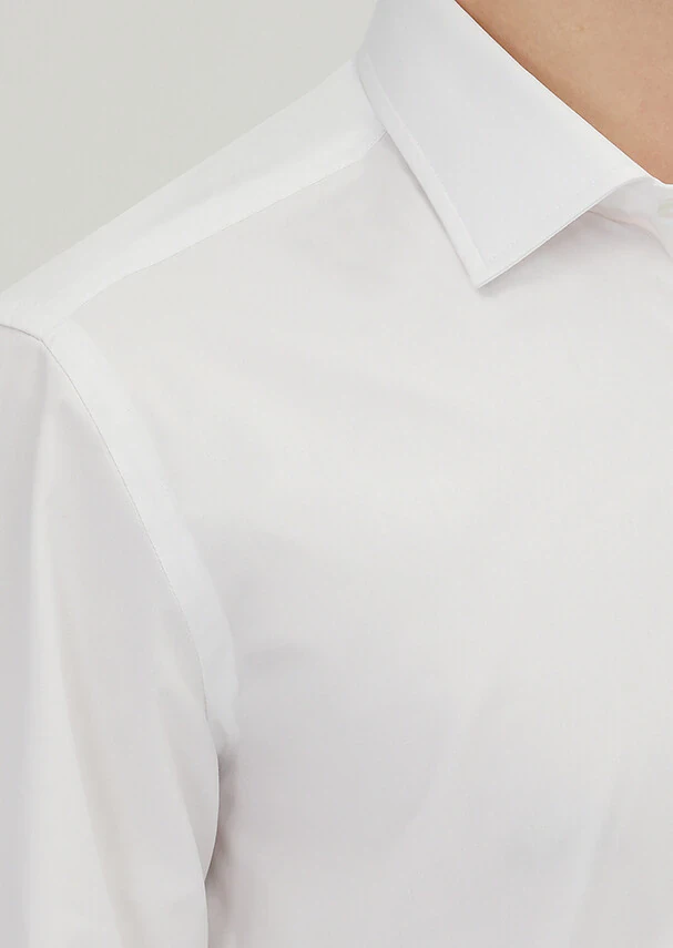 White Regular Fit Weaving Classical 100% Cotton Shirt - 3