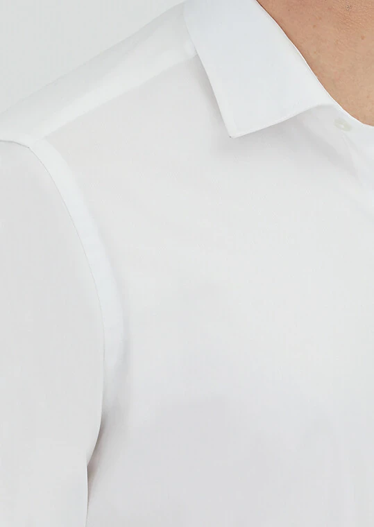 White Regular Fit Weaving Classical 100% Cotton Shirt - 3