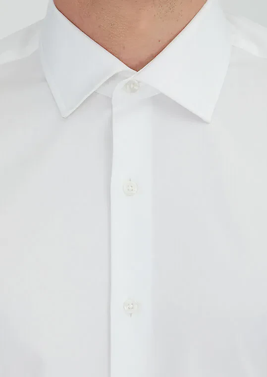 White Regular Fit Weaving Classical 100% Cotton Shirt - 4
