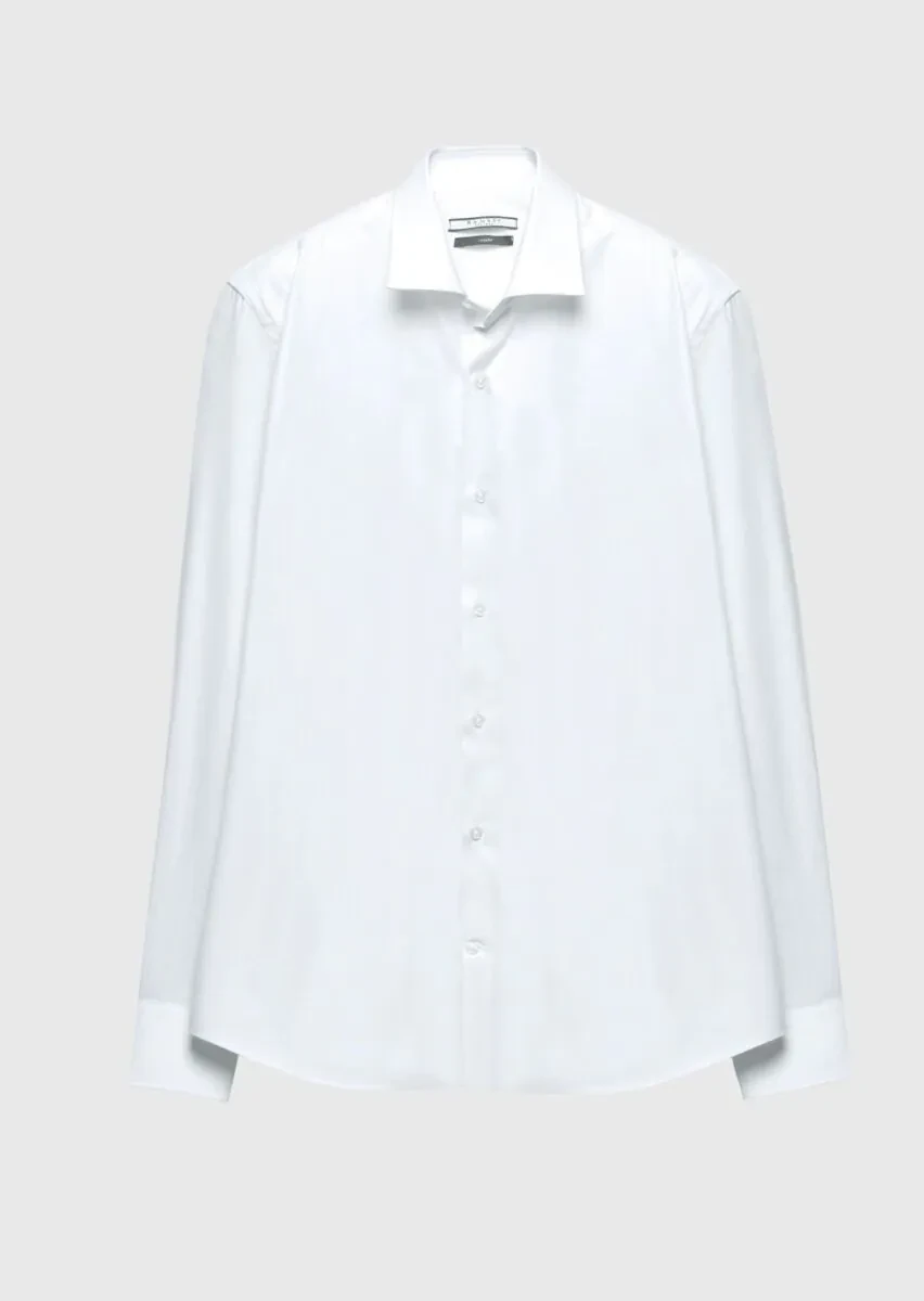 White Regular Fit Weaving Classical 100% Cotton Shirt - 6