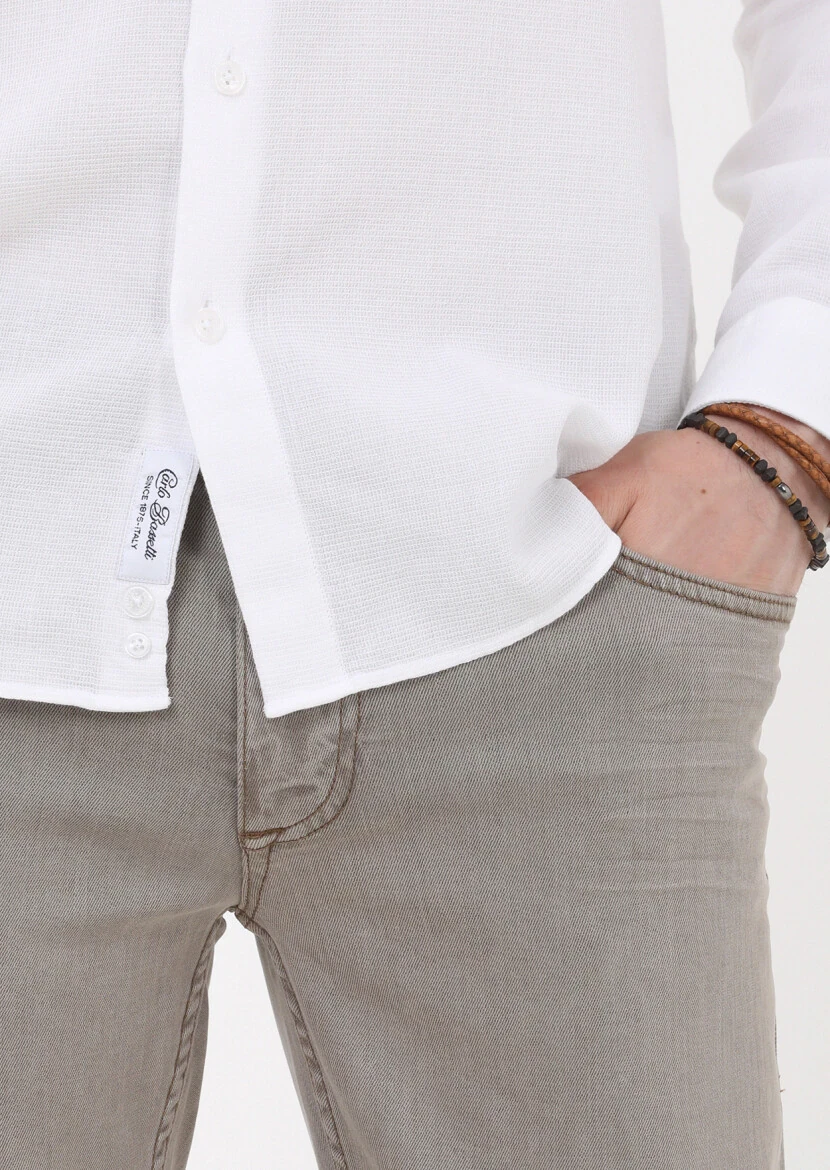 White Slim Fit Weaving Casual 100% Cotton Shirt - 5