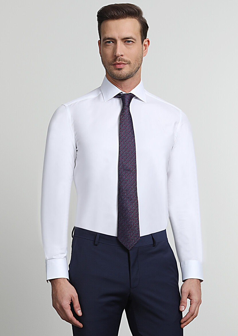 White Striped Regular Fit Long Weaving Classical 100% Cotton Shirt - 3