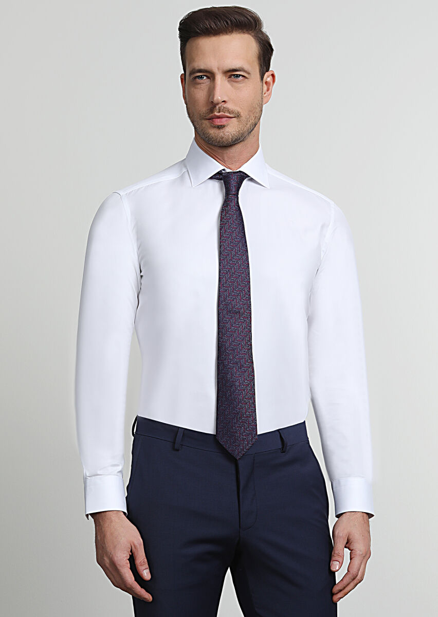 White Striped Regular Fit Long Weaving Classical 100% Cotton Shirt - 3