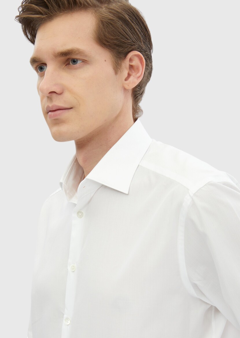 White Striped Regular Fit Long Weaving Classical 100% Cotton Shirt - 4