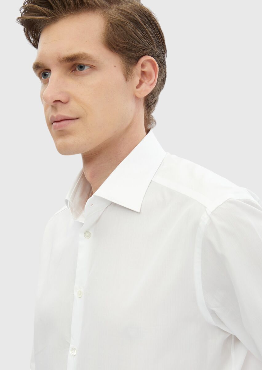 White Striped Regular Fit Long Weaving Classical 100% Cotton Shirt - 4