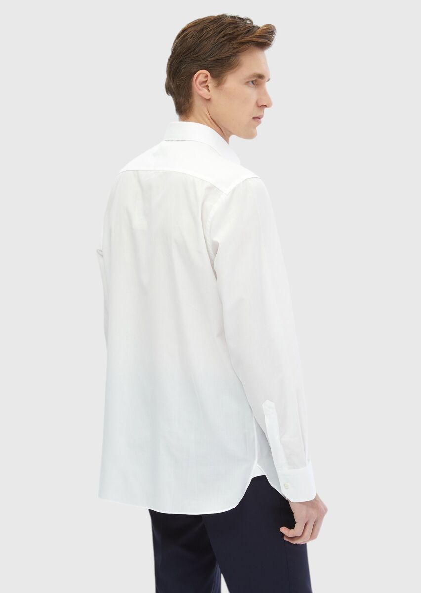 White Striped Regular Fit Long Weaving Classical 100% Cotton Shirt - 7
