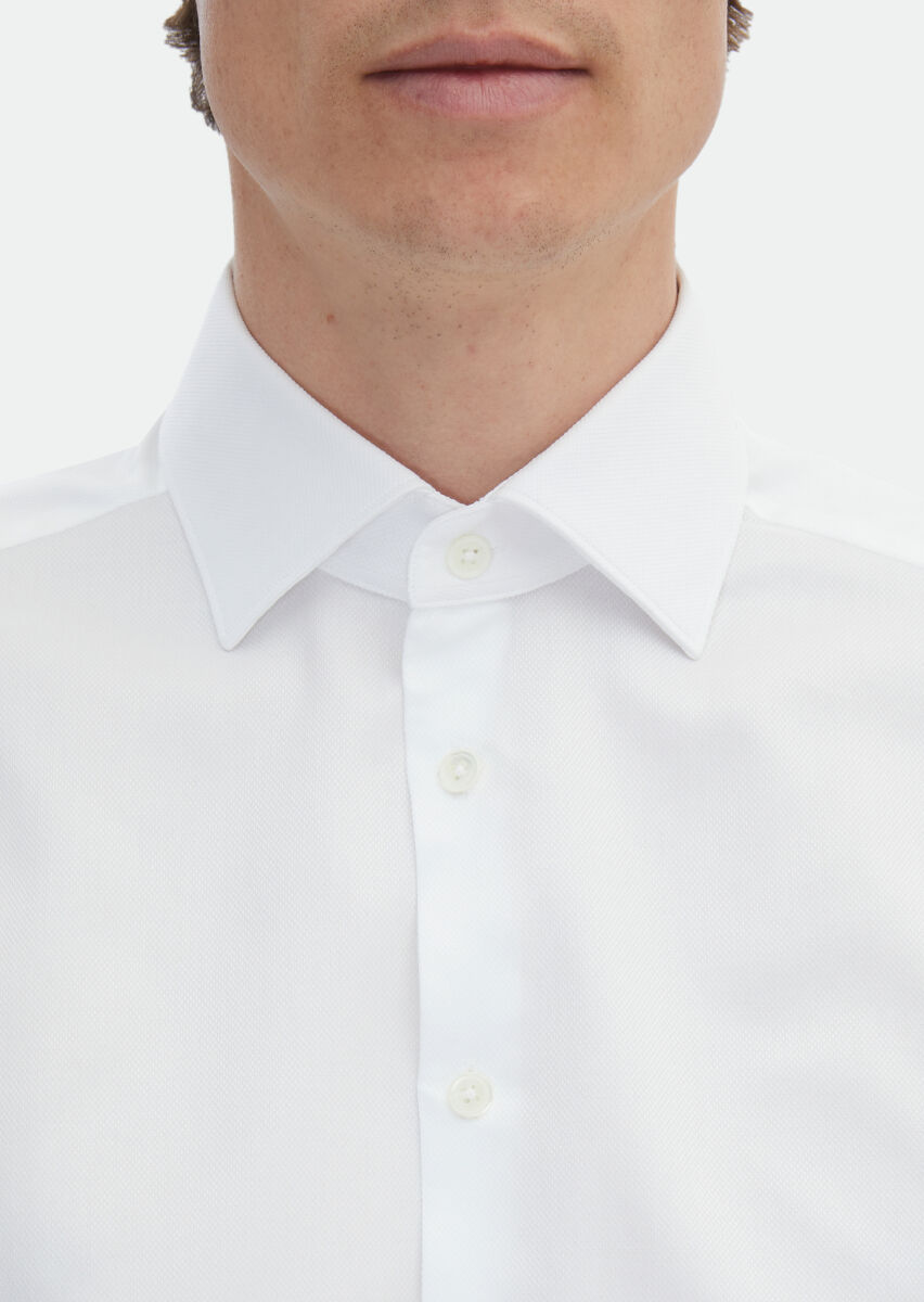 White Striped Regular Fit Long Weaving Classical 100% Cotton Shirt - 4