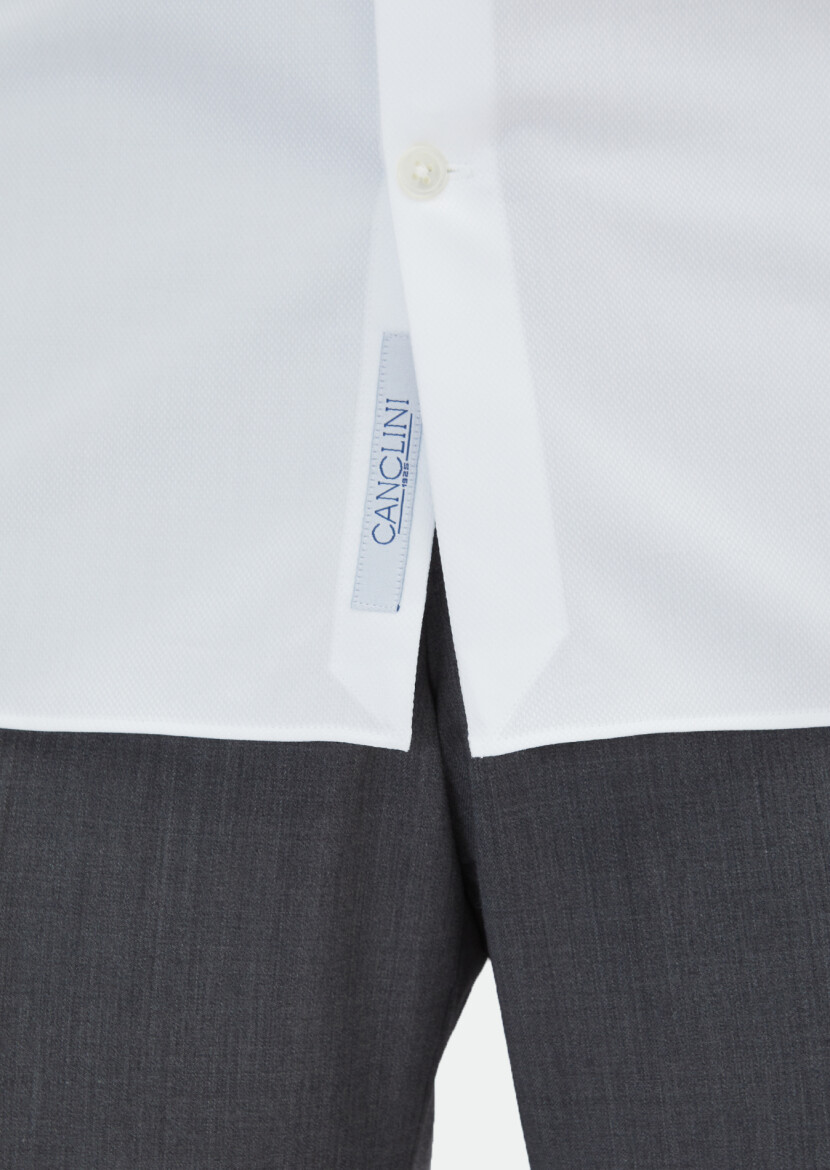 White Striped Regular Fit Long Weaving Classical 100% Cotton Shirt - 5