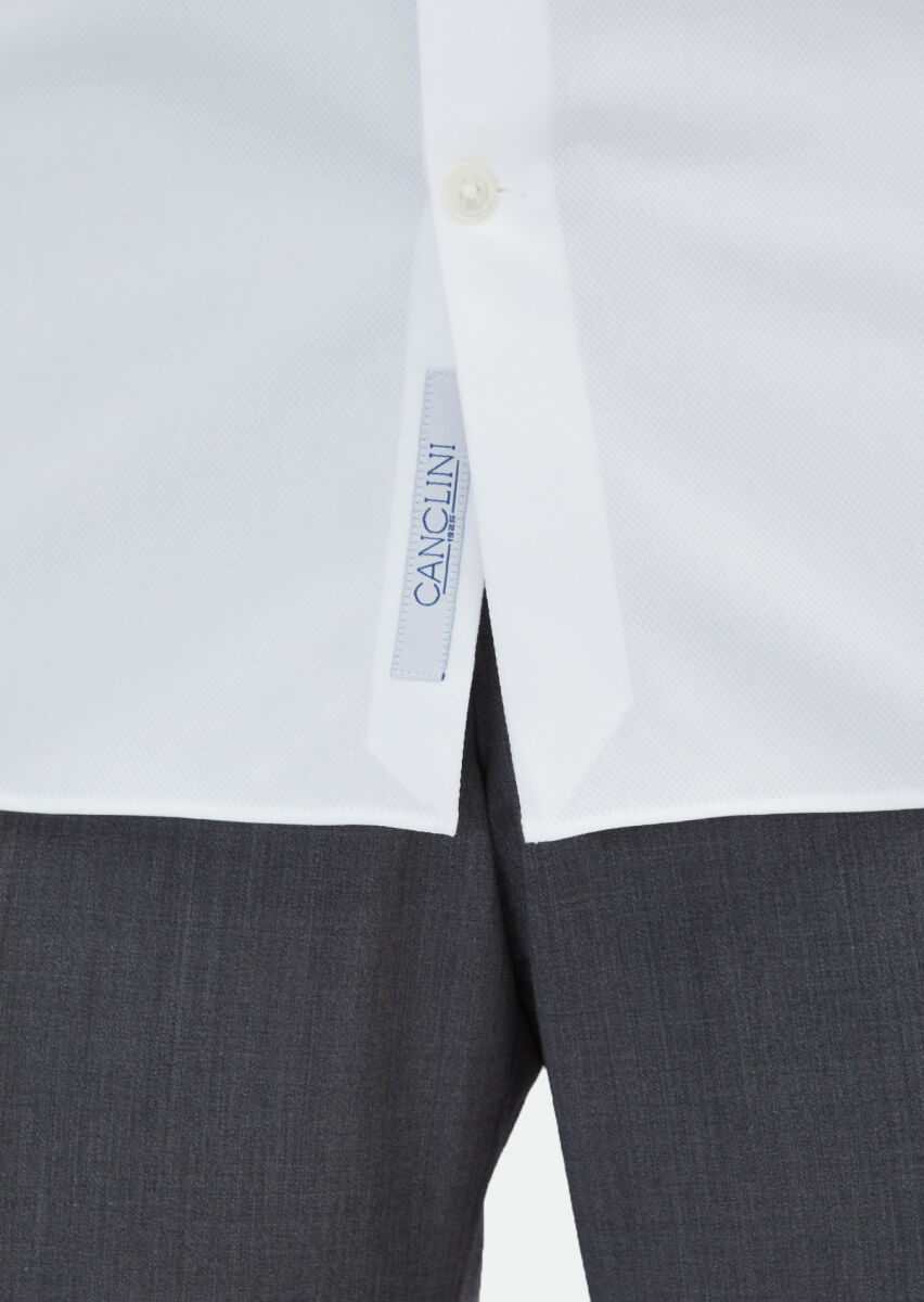 White Striped Regular Fit Long Weaving Classical 100% Cotton Shirt - 5