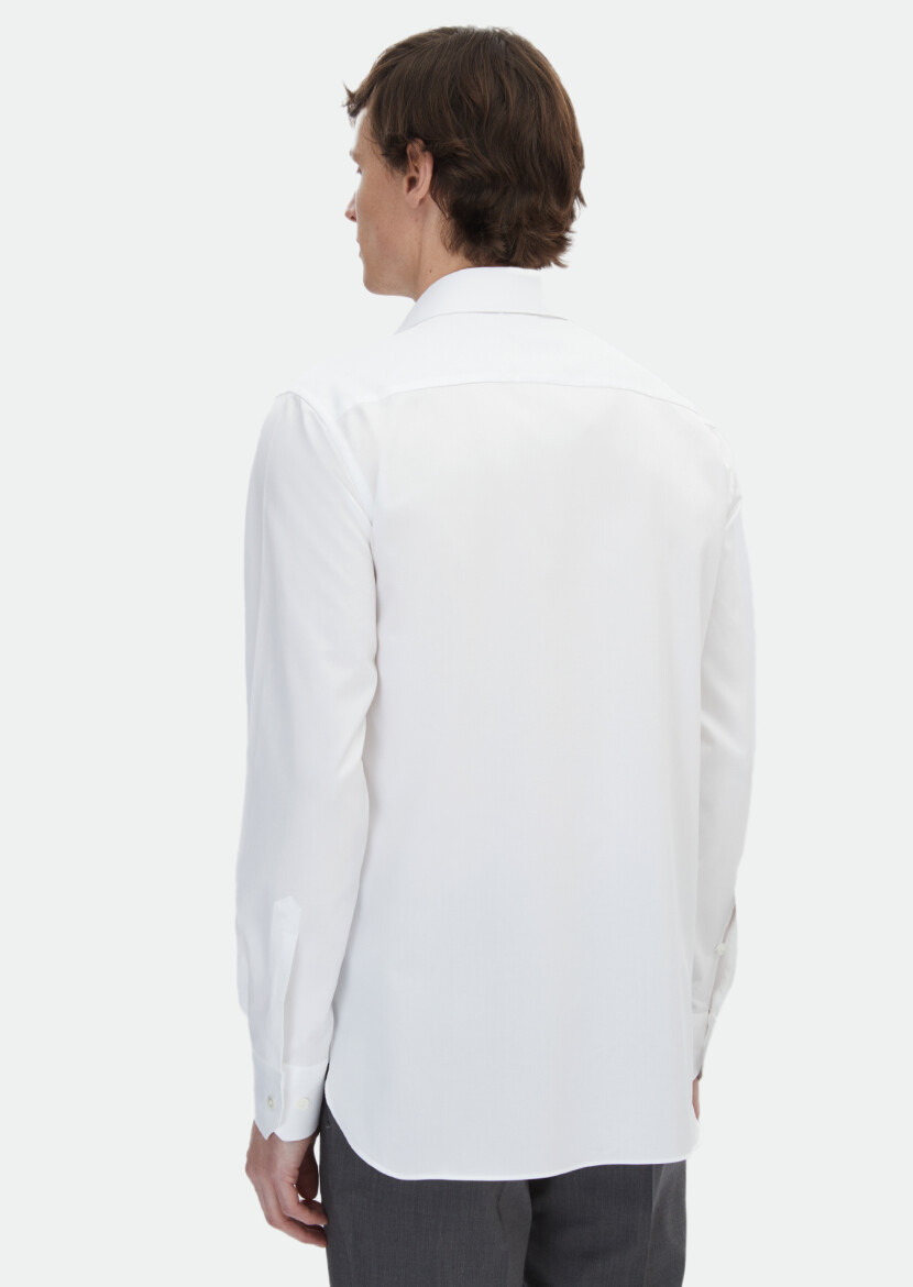 White Striped Regular Fit Long Weaving Classical 100% Cotton Shirt - 7