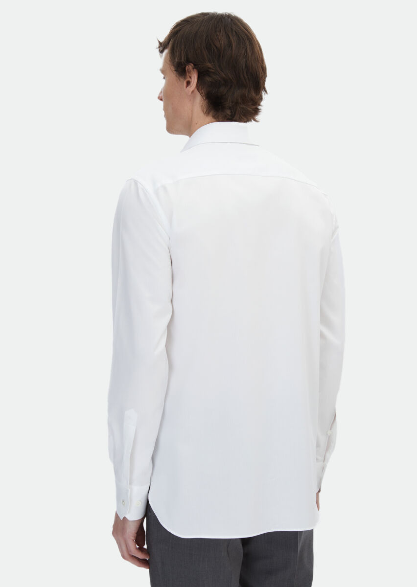 White Striped Regular Fit Long Weaving Classical 100% Cotton Shirt - 7