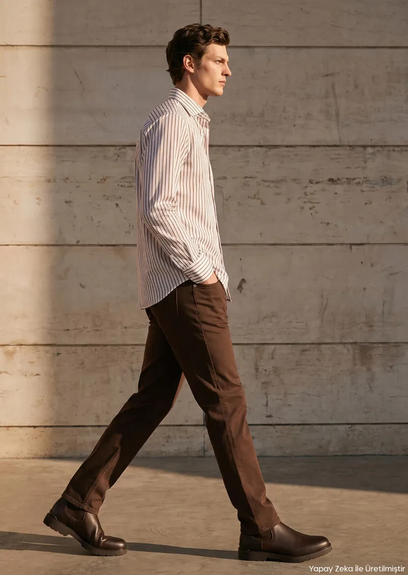 White Striped Regular Fit Long Weaving Classical 100% Cotton Shirt - RAMSEY